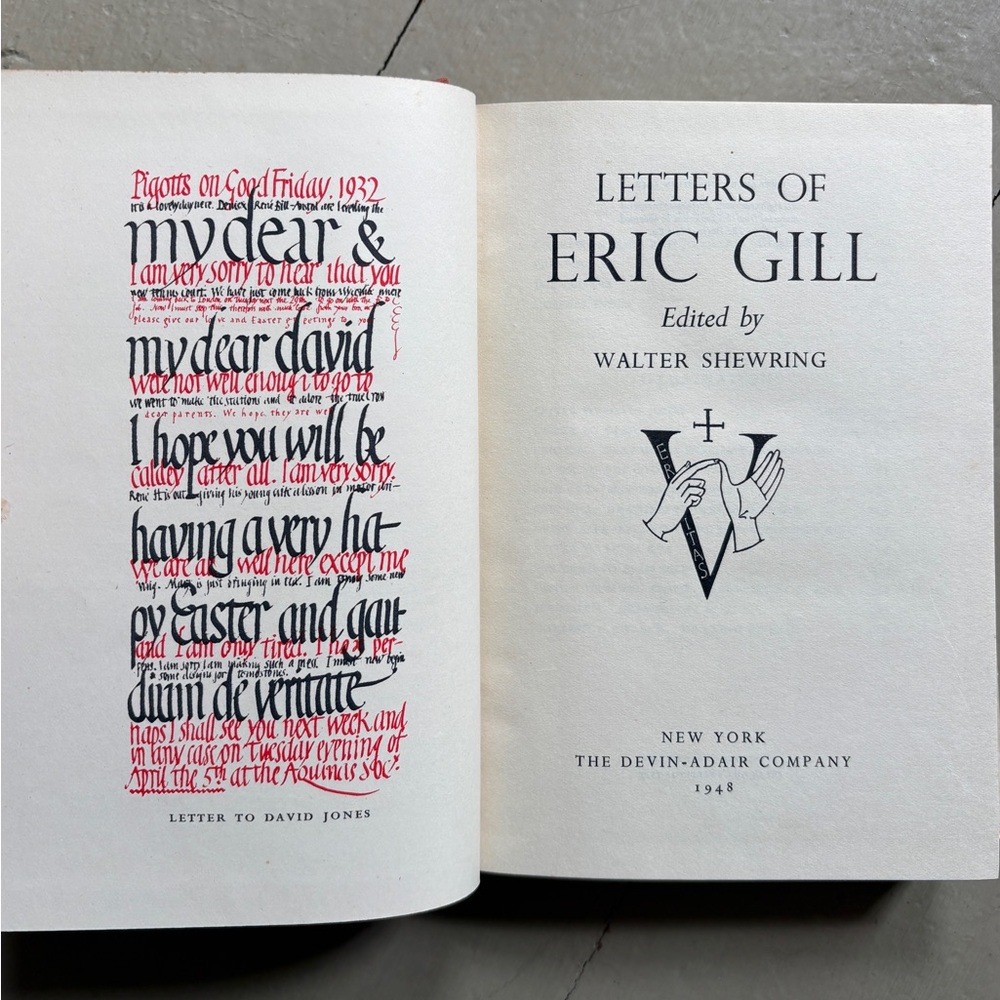 1948 The Letters of Eric Gill Woodcuts Typography Calligraphy Art Correspondence